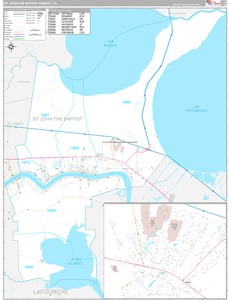 St. John the Baptist County, LA Wall Map
